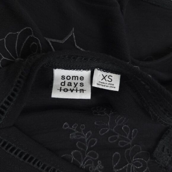 SOMEDAYS LOVIN Whimsigoth Boho Fairy Witchy Midi Dress Star Embroidered XS Black - Picture 2 of 9